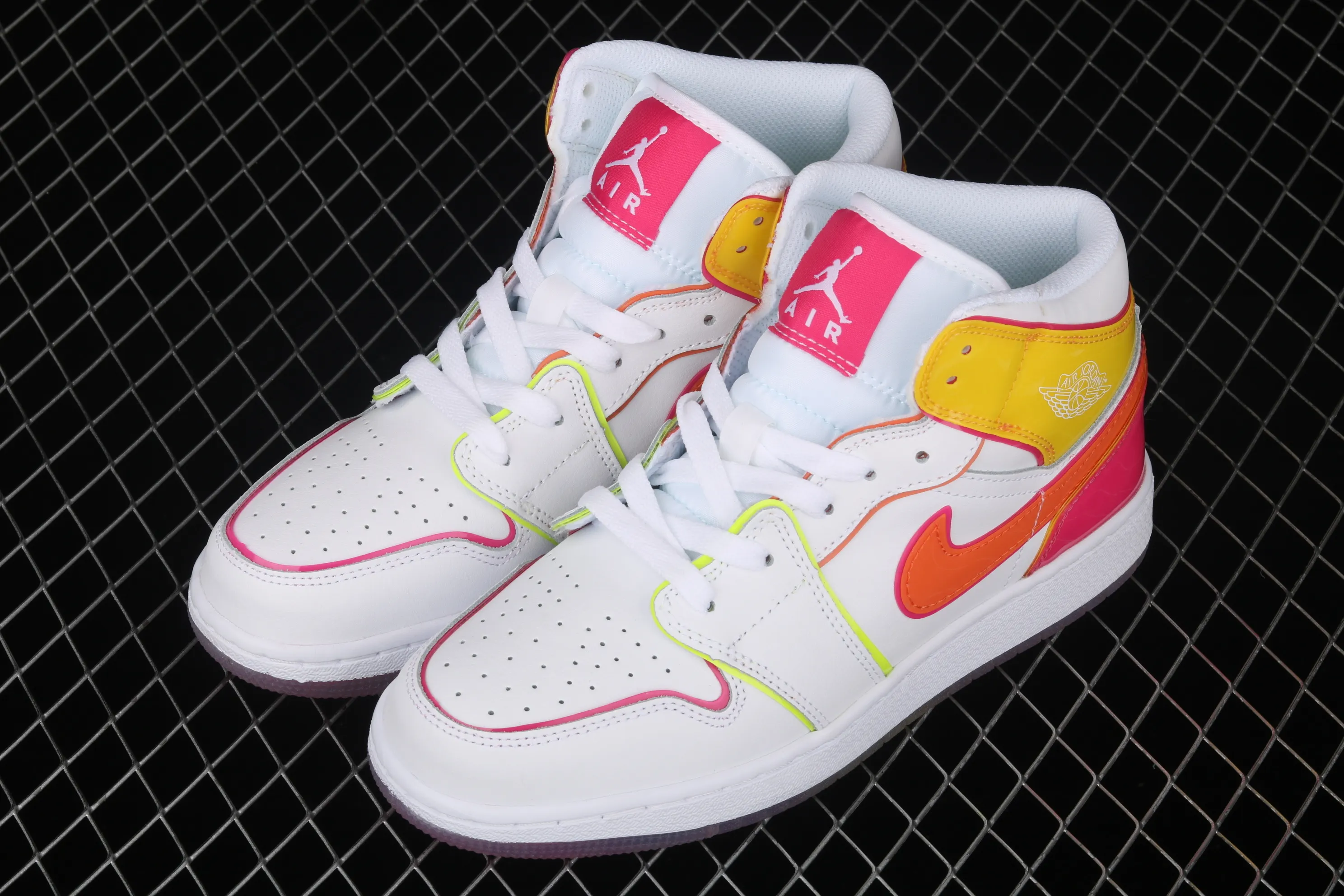 All categories Air Jordan Jordan series basketball shoes Air Jordan 1 Mid Air Jordan 1 Mid AJ1 Joe 1 mid-top white, yellow and pink candy color CV4611-100